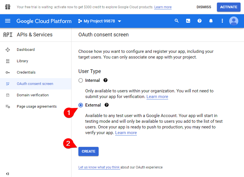Настройка подключения Google Таблиц