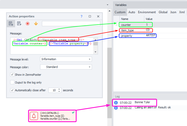 Substituting data from other variables and the result (based on the data from the Description section. Indexing starts at zero.)